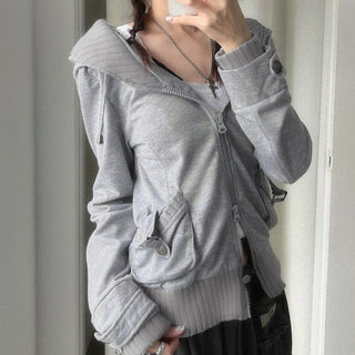 Striped stitching hooded sweater