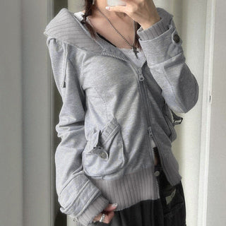 Striped stitching hooded sweater