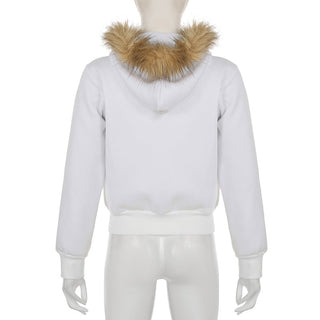 Y2K Diamond fur hooded zipper