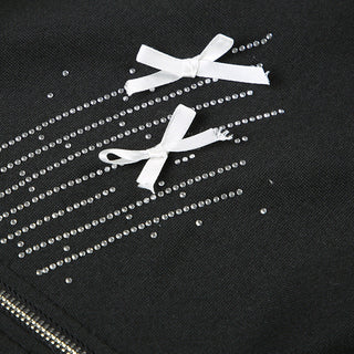 Y2K Diamond fur hooded zipper