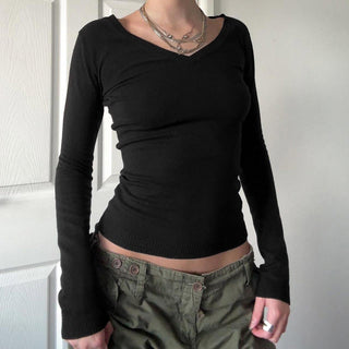 Solid Color V-Neck Sweater