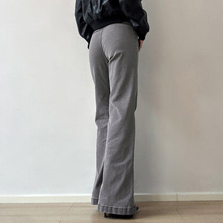 Distressed grey low waist flared jeans
