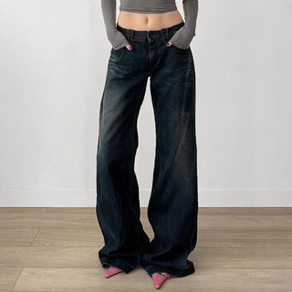 Low waist loose straight jeans