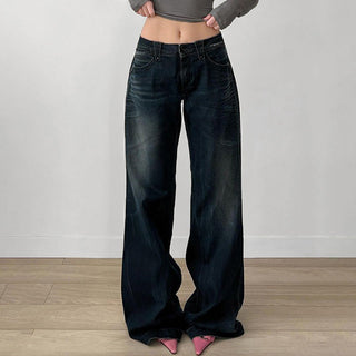 Low waist loose straight jeans