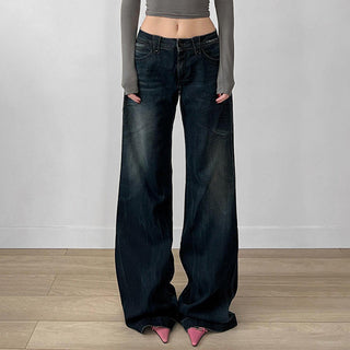 Low waist loose straight jeans