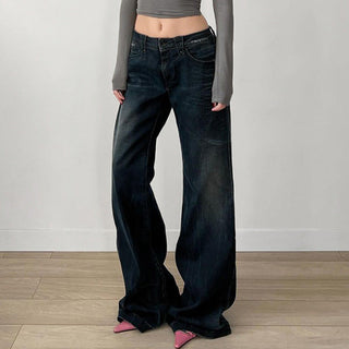 Low waist loose straight jeans