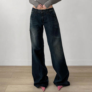 Low waist loose straight jeans