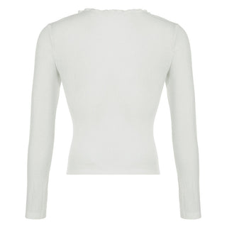Pleated V-neck long-sleeved top