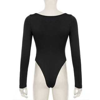 Lace edge square collar long-sleeved top