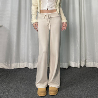Basic solid color straight-leg pants