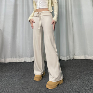 Basic solid color straight-leg pants