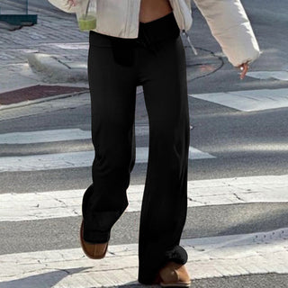 Basic solid color straight-leg pants