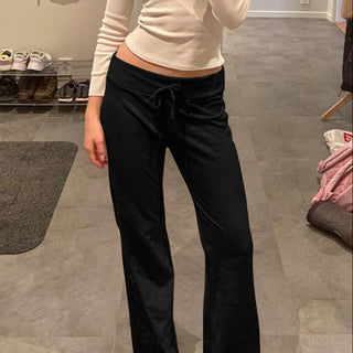 Basic solid color straight-leg pants