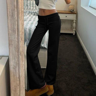 Basic solid color straight-leg pants