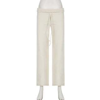 Basic solid color straight-leg pants