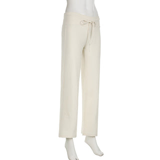 Basic solid color straight-leg pants