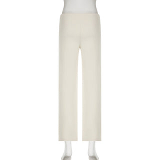Basic solid color straight-leg pants