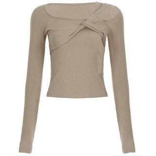 Asymmetrical off-shoulder knitted top