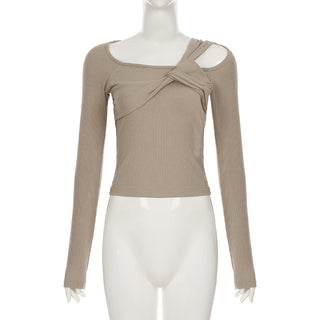 Asymmetrical off-shoulder knitted top