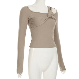 Asymmetrical off-shoulder knitted top