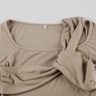 Asymmetrical off-shoulder knitted top