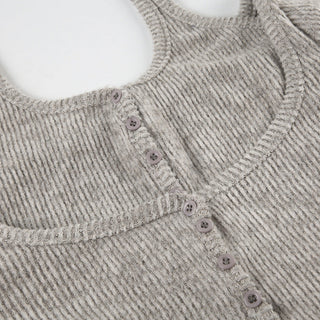 Ribbed slim top + knit cardigan two-piece set