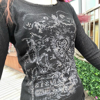 Printed lace slim top