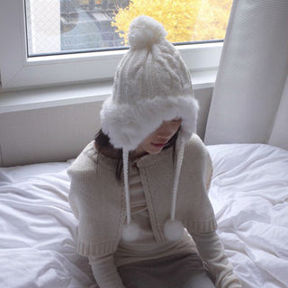 Wool knitted plush hat