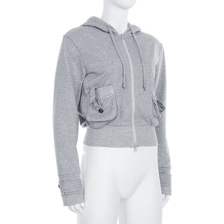 Solid color hooded cardigan sweater