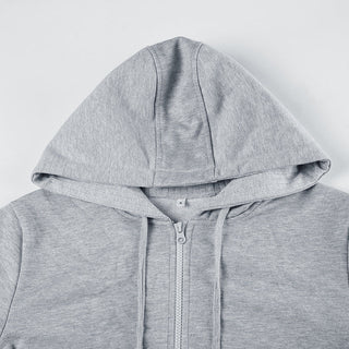 Solid color hooded cardigan sweater