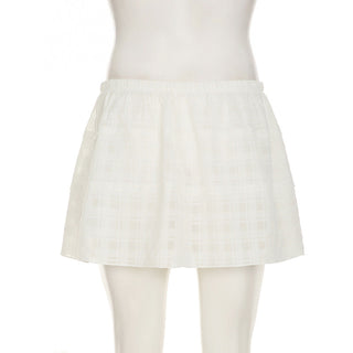 Plaid texture solid color A-line short skirt