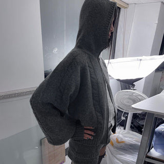 Knitted shorts + Hoodie Set