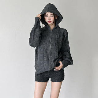 Knitted shorts + Hoodie Set