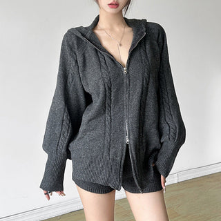 Knitted shorts + Hoodie Set