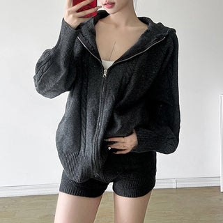 Knitted shorts + Hoodie Set