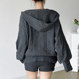 Knitted shorts + Hoodie Set