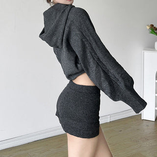 Knitted shorts + Hoodie Set