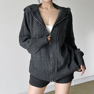 Knitted shorts + Hoodie Set
