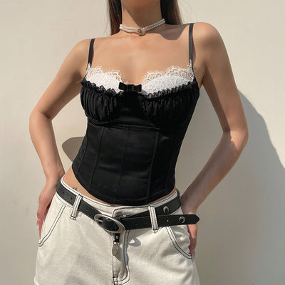 Lace edge Contrast color top