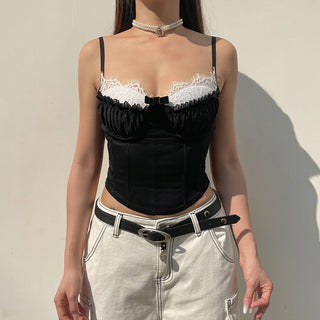 Lace edge Contrast color top