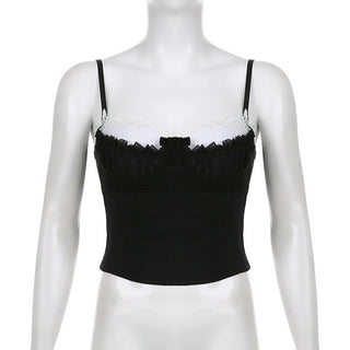 Lace edge Contrast color top