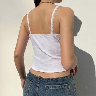 Lace backless slim top