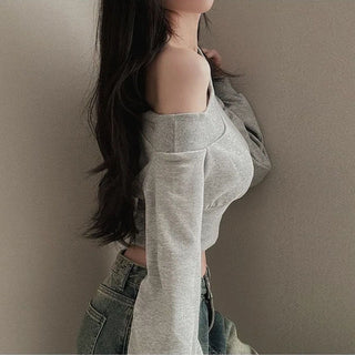 Off-shoulder waist slim crop top