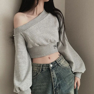 Off-shoulder waist slim crop top