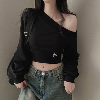 Off-shoulder waist slim crop top