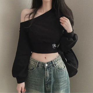 Off-shoulder waist slim crop top