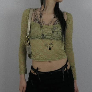Slightly transparent thin lace two-piece vest