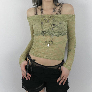 Slightly transparent thin lace two-piece vest