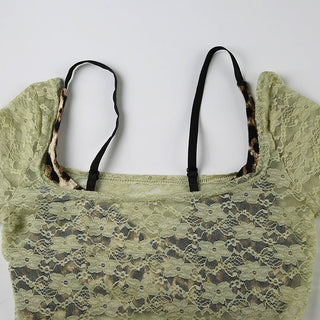 Slightly transparent thin lace two-piece vest