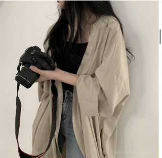 Loose long-sleeved windbreaker cardigan